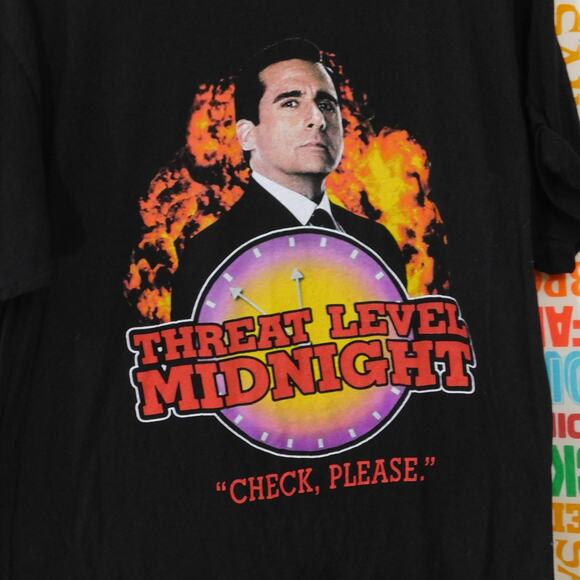 The Office Threat Level Midnight Check Please T Shirt Size L Michael Scott - Picture 4 of 4